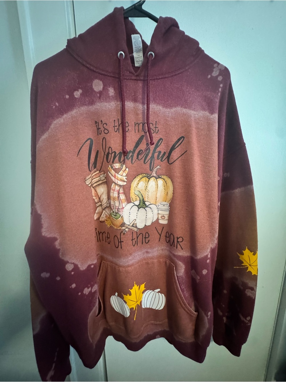 Jerzees Burgundy and Orange Fall Graphic Hoodie